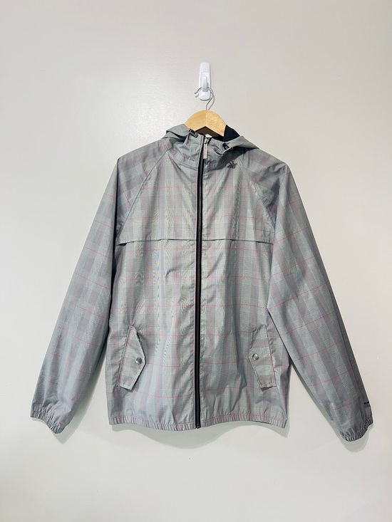 Denver Hayes Other - Denver Hayes Men’s Windbreaker Jacket Plaid Grey Hooded Outdoor Jacket Medium